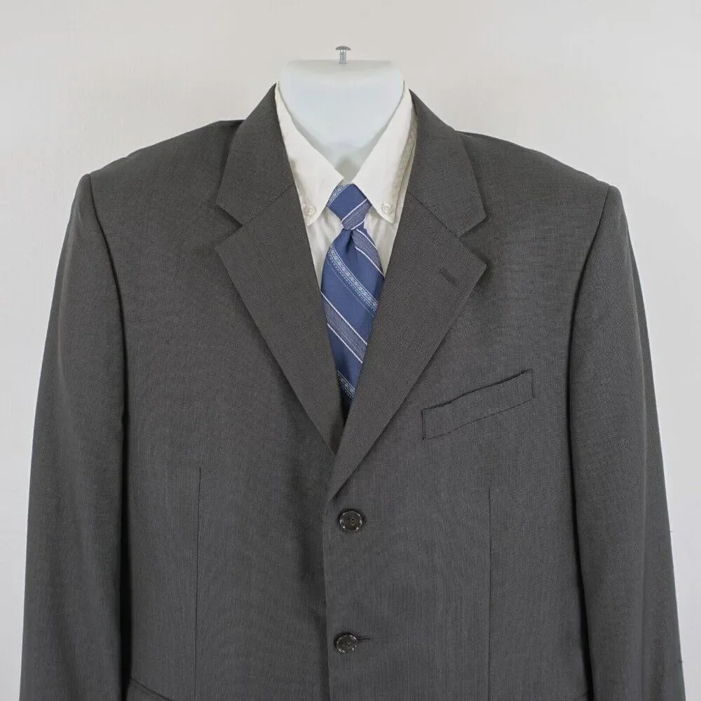Jones New York Wool Silk Brown‎ Black Nailshead 3 Button Blazer 44L Tagged 43L